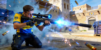 Natus Vincere CS:GO战队s1mple选手瞄准射击的高光镜头